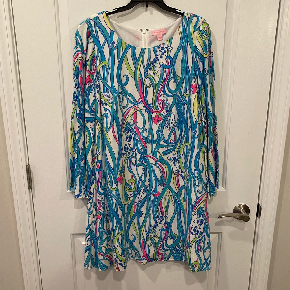 Lilly Pulitzer Blue and Pink Sheath Mini Dress